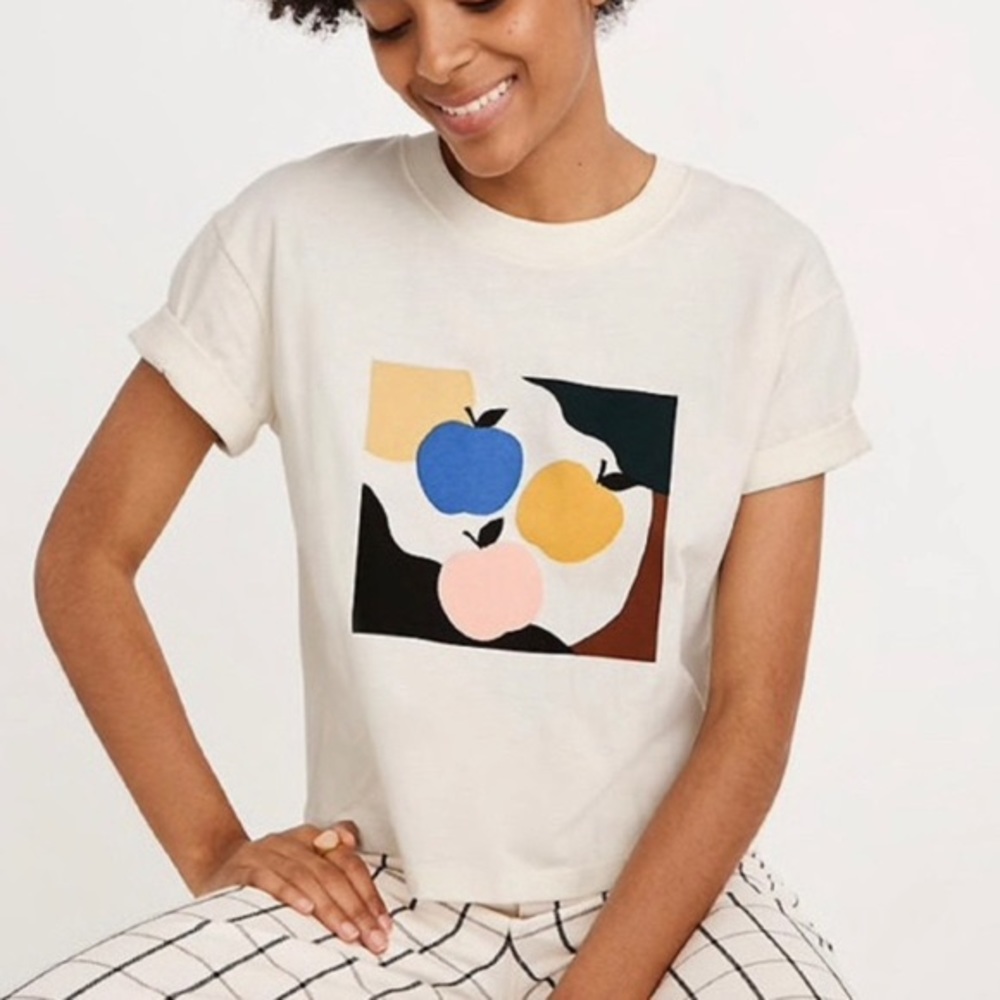Madewell Apple Short Sleeve White T Shirt size S